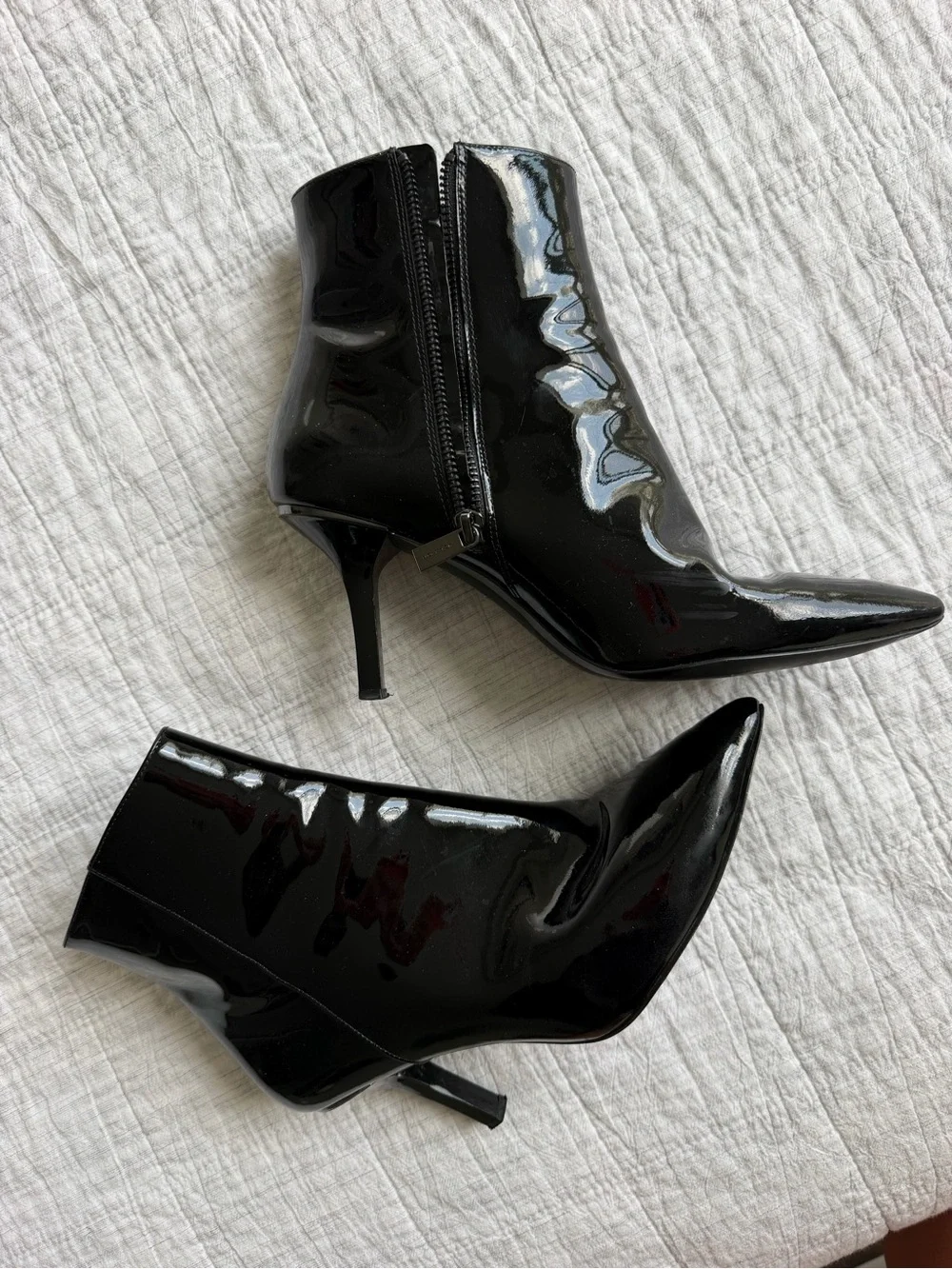 Michael Kors Black Patent Pointed Toe Stiletto Ankle Boots